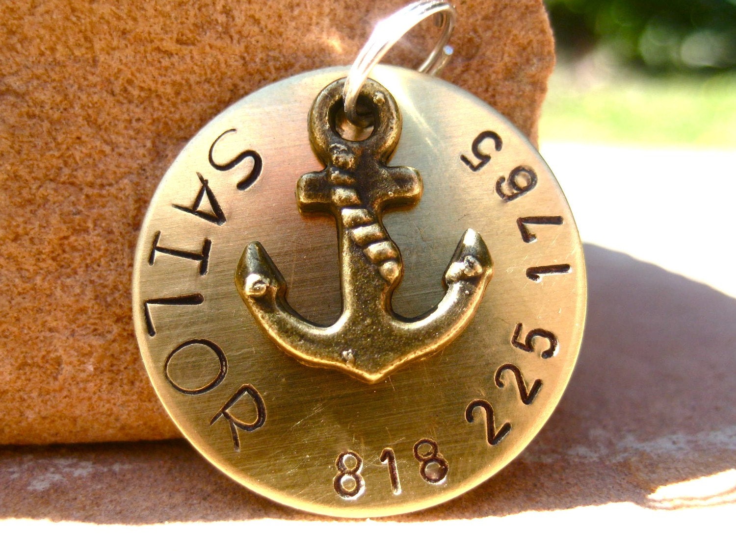 The Sailor - Unique Handstamped Nautical Anchor Pet ID Tag Dog