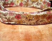 LAST ONES - Vintage Garden - Organic Cotton CAT Collar Breakaway Safety Flowers - All Antique Brass Hardware