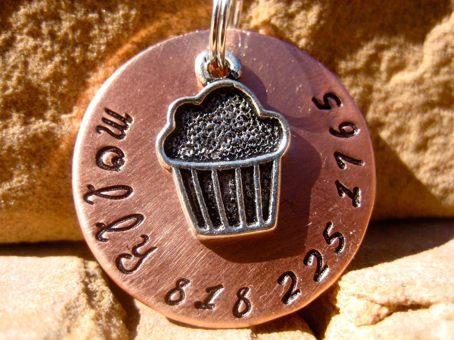 The Molly - Unique Handstamped Pet ID Tag Silver Cupcake Dog Tag