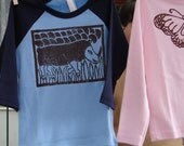 Rhino - Kids Baby Rib 3/4 Sleeve Baby Blue/Navy Raglan