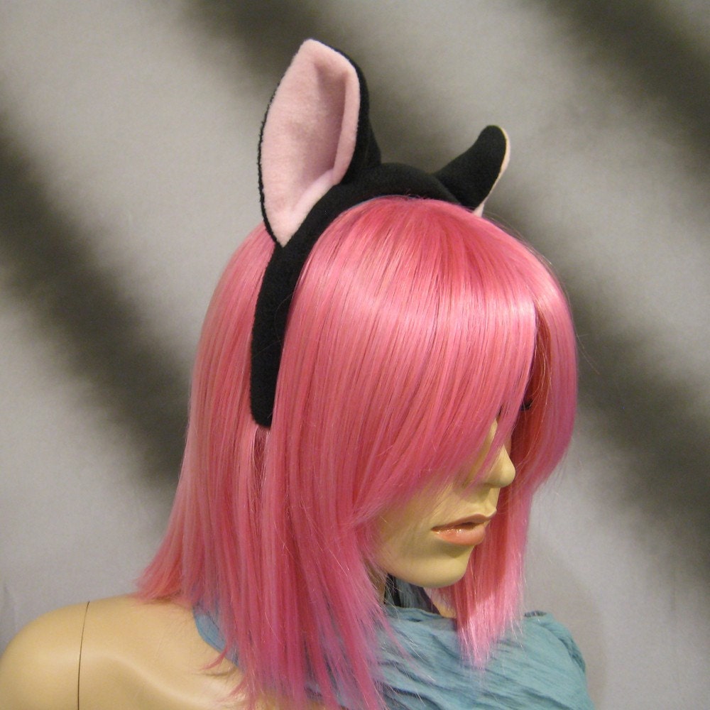 Black Fuzzy Fleece Cat Ears