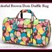 Monogrammed Colorful Brown Dots Duffle Bag - Name Travel Girls Kids Polka Dots Luggage Set Sleepover Gift Personalized Pink Teen Tween