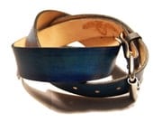 Teal Blue Genuine Leather Belt