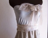 Linen Wedding Dress Bohemian Beach Bridal Gown Swirly Ecru Sand Tattered Shabby Chic One of a Kind Bride Romantic Short Handmade