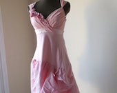 Boho Pink Wedding Dress Short Beach Romantic Tattered Pixie Bohemian Bride Alternative Wedding Sweetheart Shabby Bridal Gown