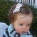 One Large Satin Bow Hair Accessory Snap Clip Beige with Pastel Polka Dots Baby, Toddler Girls