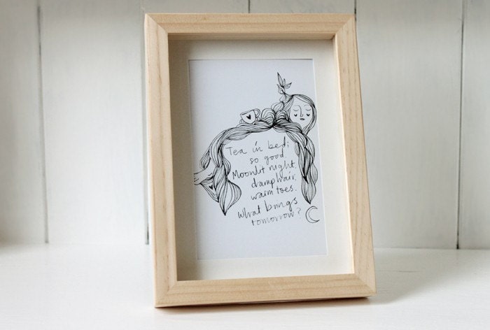 Haiku - Tea in bed - 4 x 6 Illustration Print
