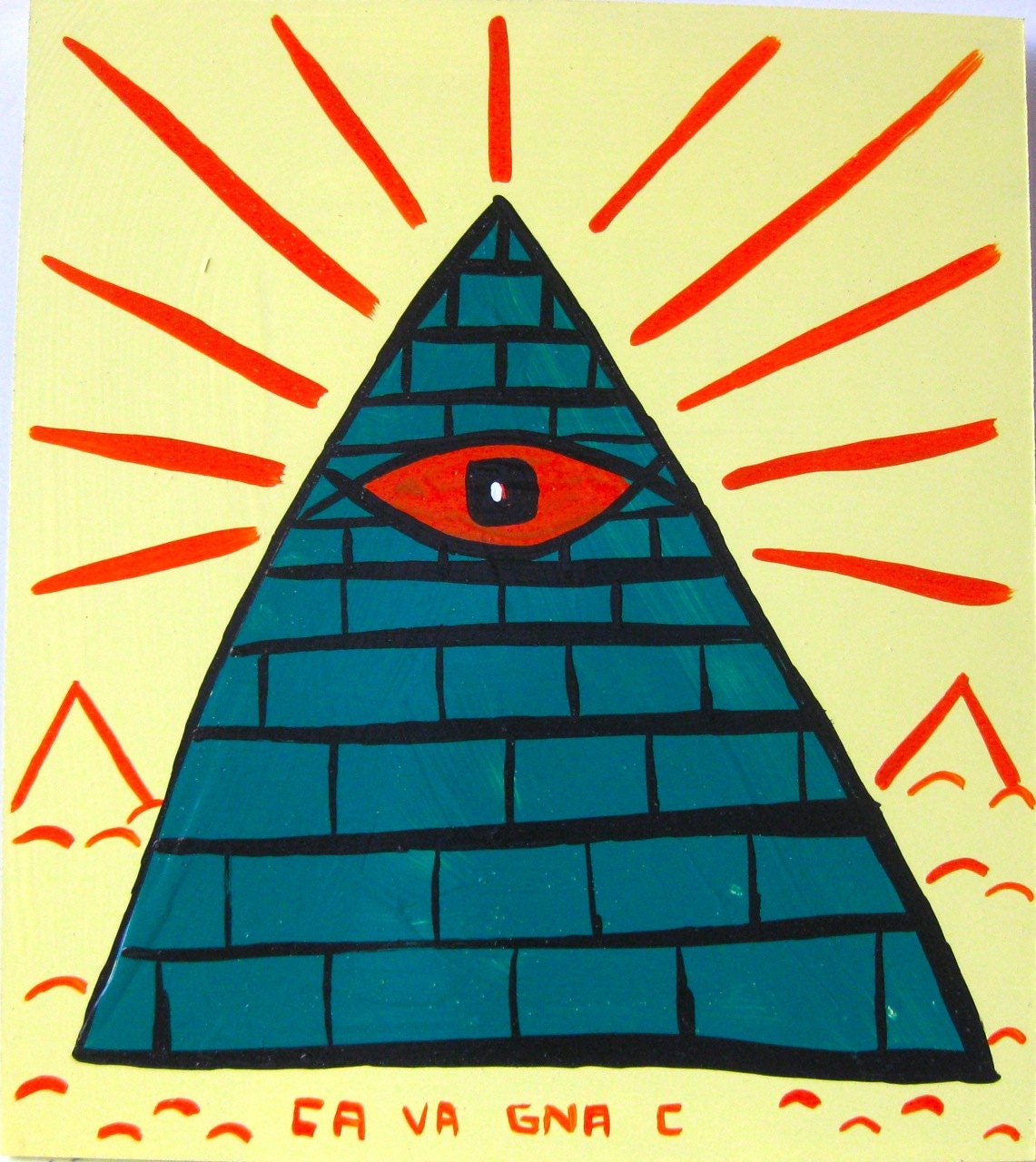 original painting / My Favorite Pyramid / 4007 / mystical triangle with an eye