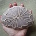 Crocheted Lace Stone, with Tiny Stitches, Beige, with Pinkish Gray Stone, Handmade
