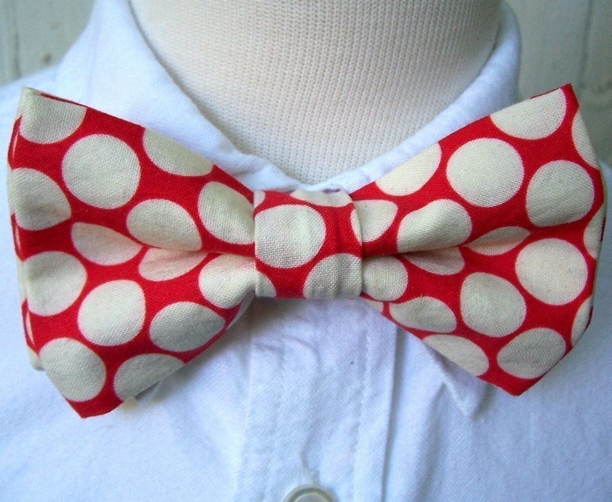 Bowtie Bow Tie for Boys As Seen In MARTHA STEWART WEDDINGS  Cherry Red Big Dot