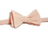 Coral Bow Tie for Men Creamsicle Seersucker Mens Freestyle Bowtie