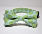 Blue and Green Bowtie for Boys Polka Dot Tie