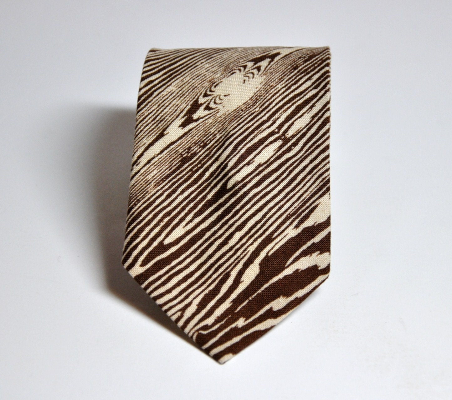 Faux Bois Necktie - Woodgrain Coffee Brown Mens Tie
