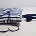 Ringbearer Pillow Set Navy Blue and White Stripes Simply Modern Ring Bearer Set Bowtie or Necktie and Pillow LOTS of COLORS Available