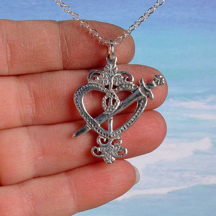 ERZULIE DANTOR Veve - STERLING Voodoo Veve Pendant Charm
