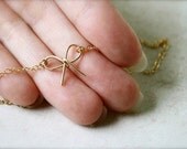 Tie The Knot -- Handwrapped Gold Ribbon Necklace,Wedding Jewelry, Bridesmaids Gifts,Valentine, Everyday Casual Chic