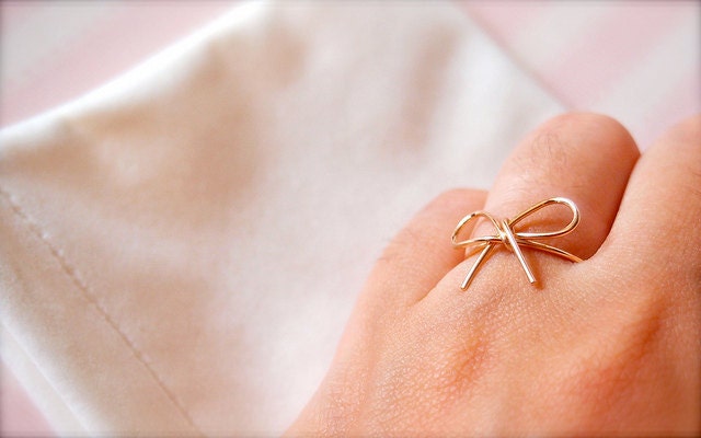 Ribbons -- Goldfilled Ribbon Rings -Wedding Momento, Bridesmaids Jewelry, Valentine Gifts, Everyday Rings, Handwrapped Bows