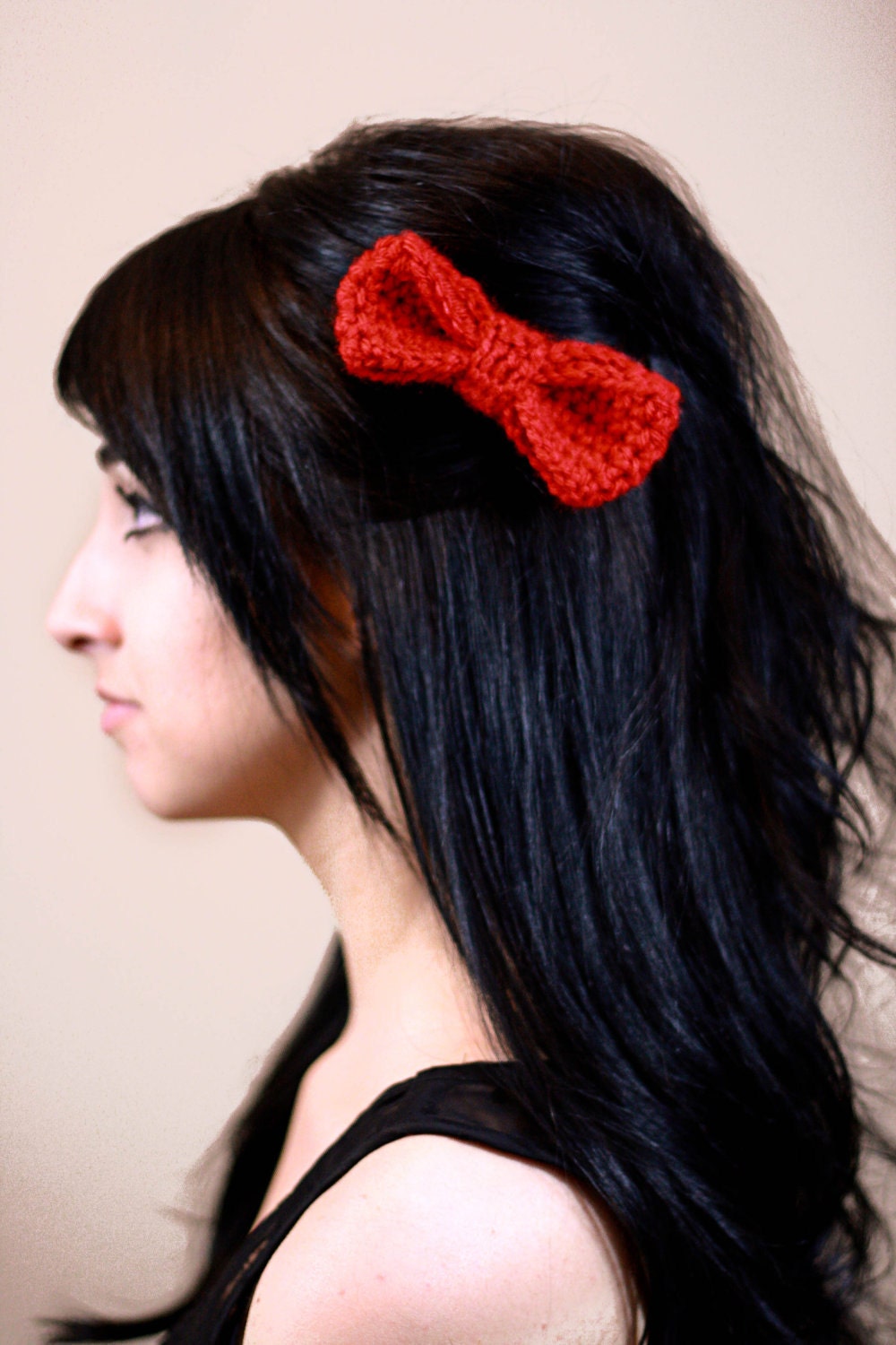Red Crocheted Hairbow (with Alligator Clip)