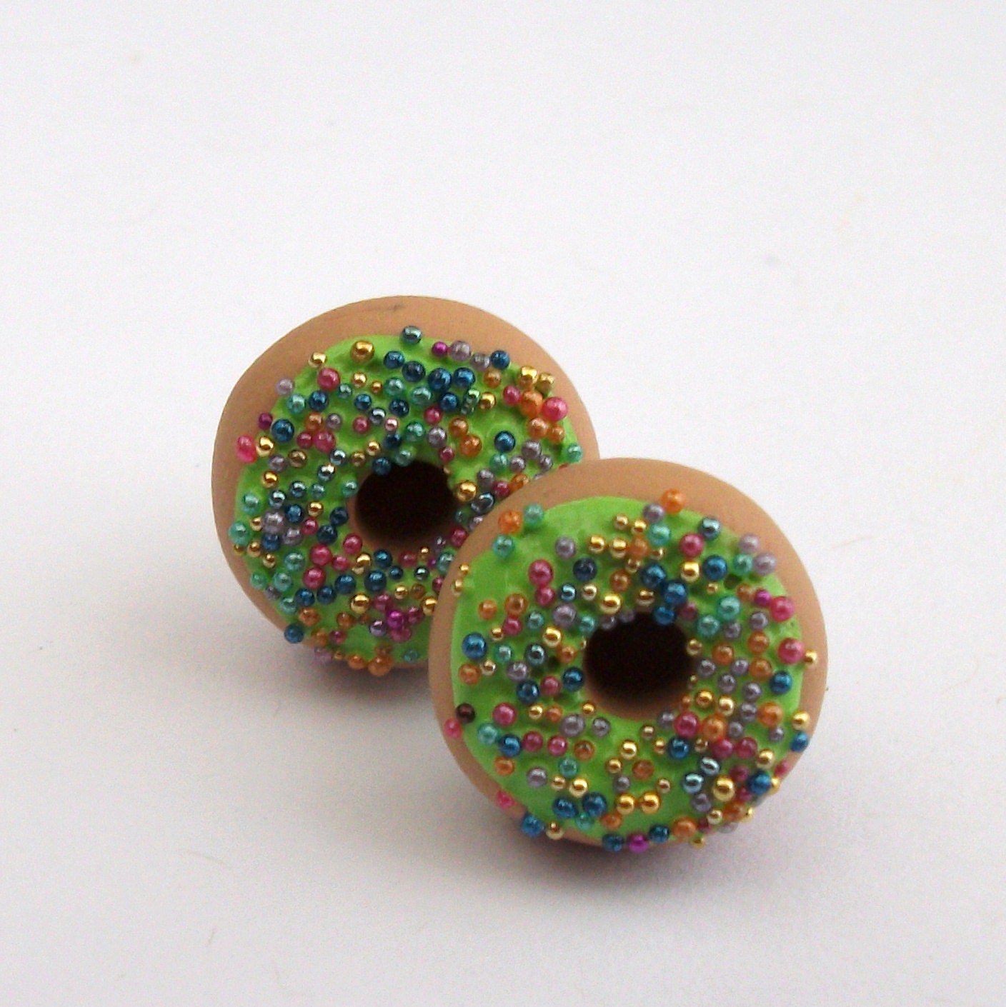 Green Donut Stud Earrings