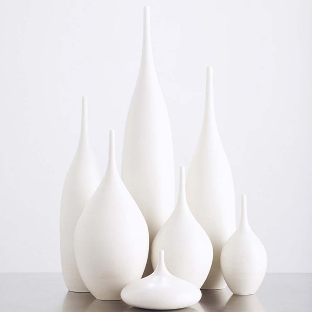 7 modern ceramic pottery bottle vases in organic pure white glaze by sara paloma. home decor white pottery and ceramics bud vase tabletop - sarapaloma