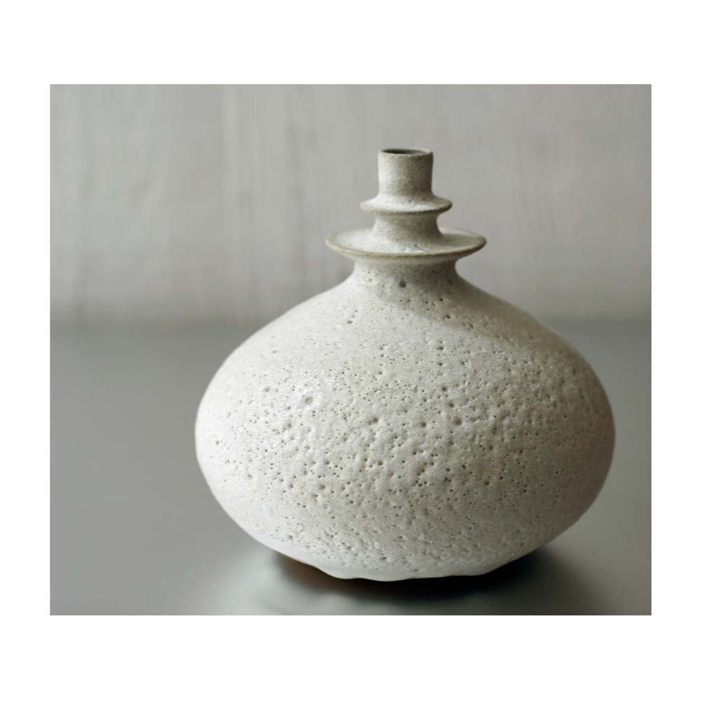 NEW- One Large Double Flanged Rotund Vase in Beach Stone White by Sara Paloma