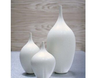 Trio of Small Ceramic Teardrop Bottles by Sara Paloma