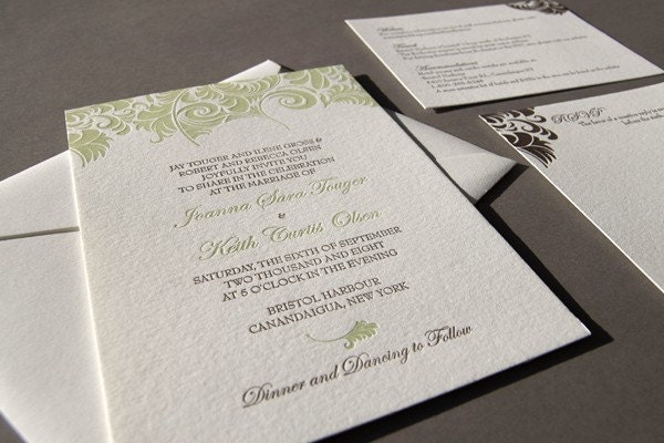 Damask Letterpress Invitation