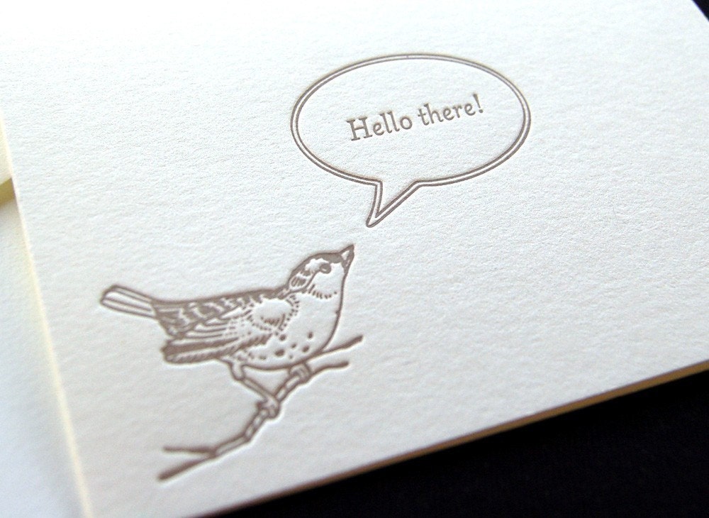 Hello there, single letterpress greeting card