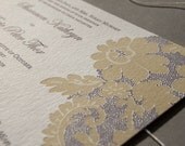 Vintage Lace, letterpress wedding invitation