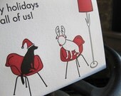 Holiday Dogs, letterpress greeting card, SET of 6