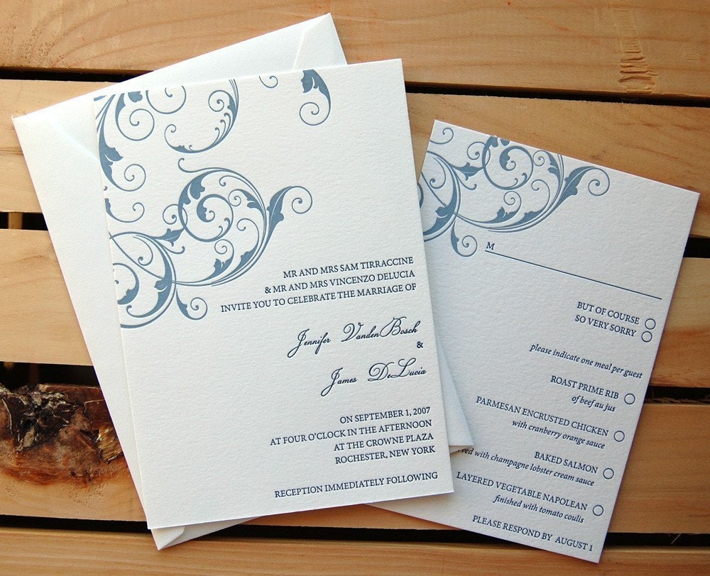 Letterpress Wedding Invitation, sample