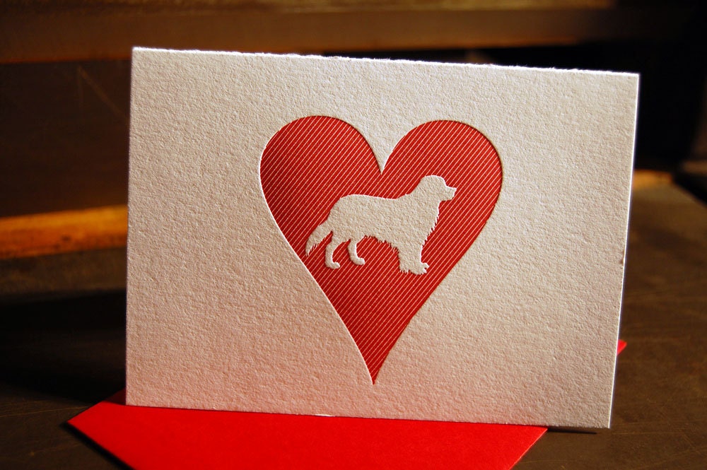 Heart: Golden Retriever, letterpress card