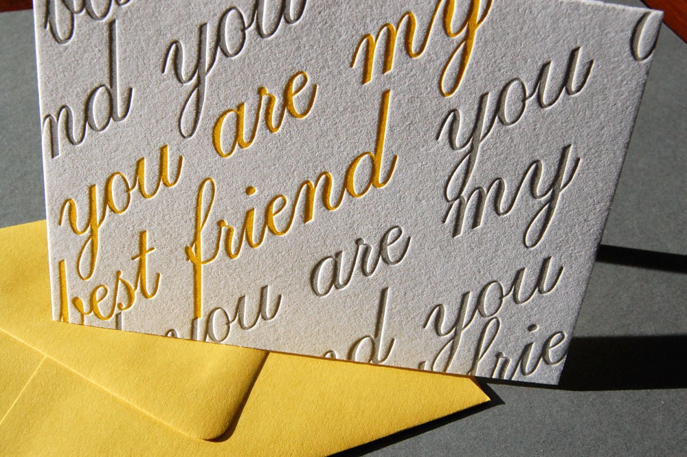 Best Friend, letterpress card