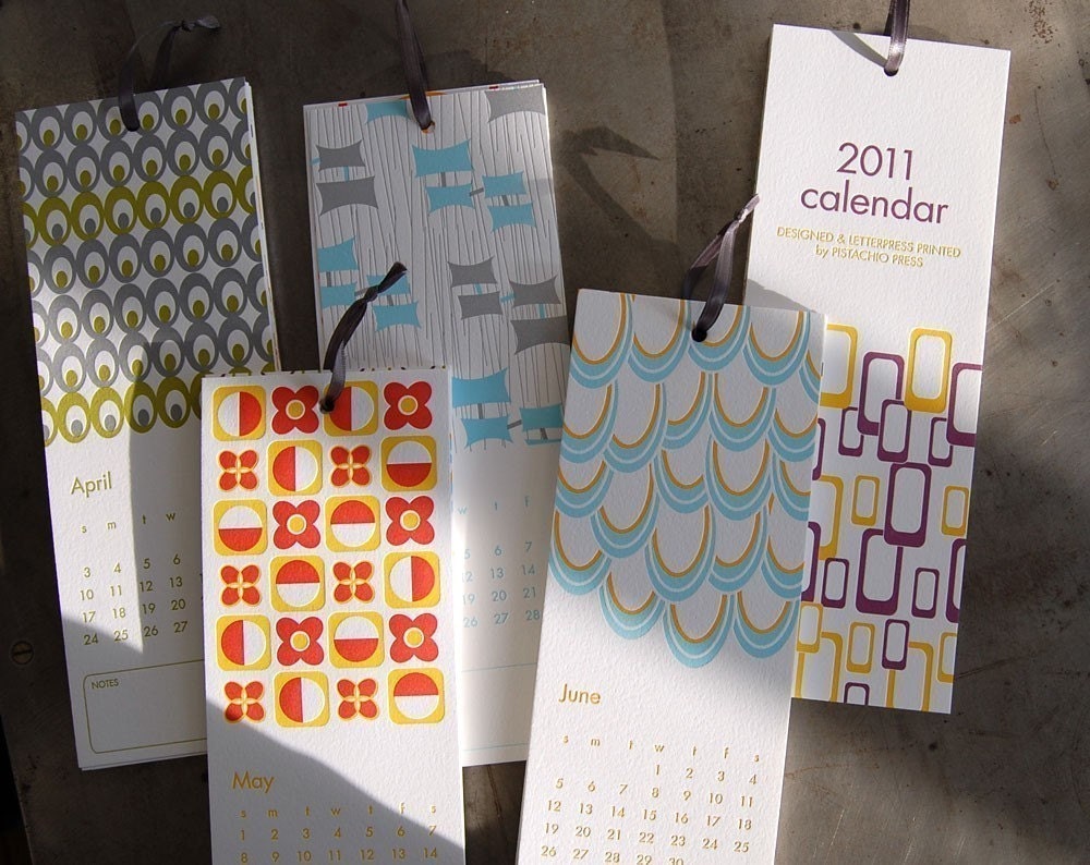 Mid-Century Modern 2011 letterpress wall calendar