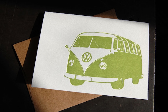 VW Bus, letterpress cards, set of 6