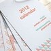 SALE 2012 Cross Stitch Calendar, letterpress, GIFT WRAPPED