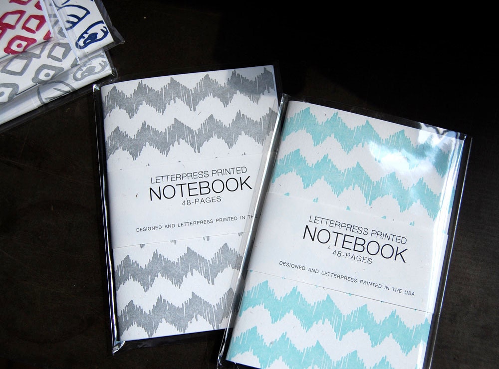 Ziggy Patterned Letterpress Notebook, SILVER