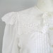 vintage Eggshell white eyelet bow pinafore blouse -s/m