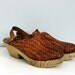 1970s Huarache woven leather wood heel clogs 6