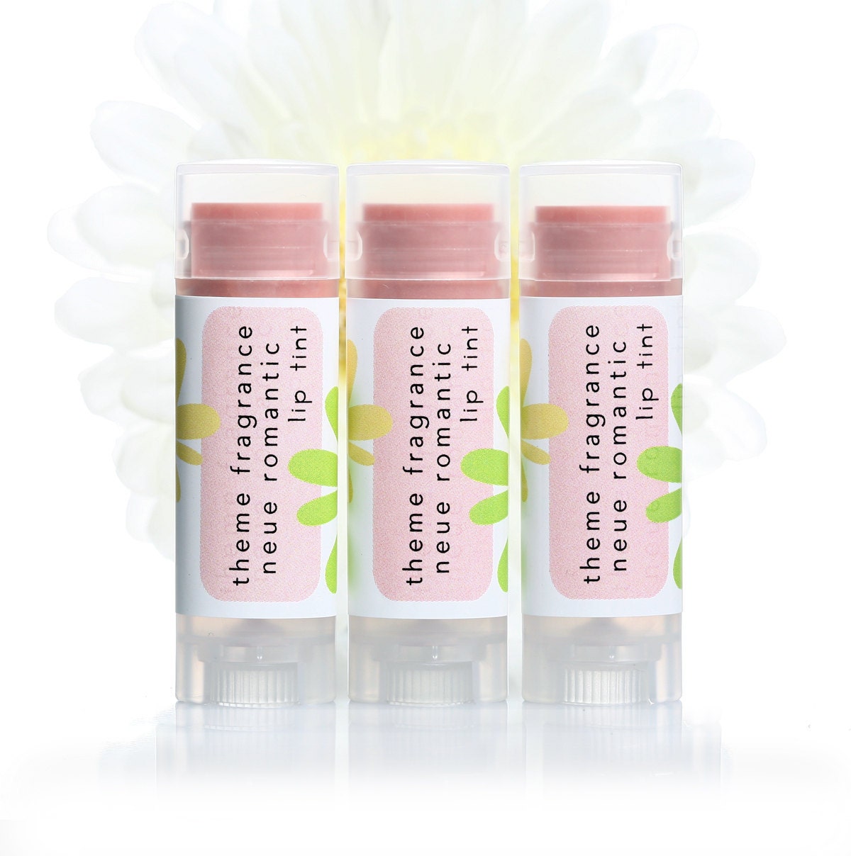 Pink Shimmer Nude Pastel glossy lip balm tint. NEUE ROMANTIC glossy lip balm tint. Theme Fragrance. Dazzle..   Gift