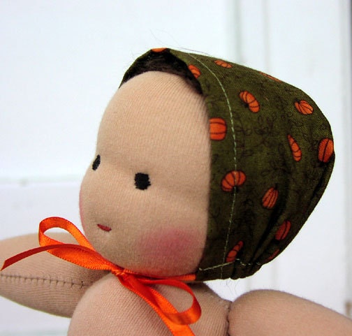 Waldorf Doll Clothes - 12 inch Fall bonnet hat - waldorf toy