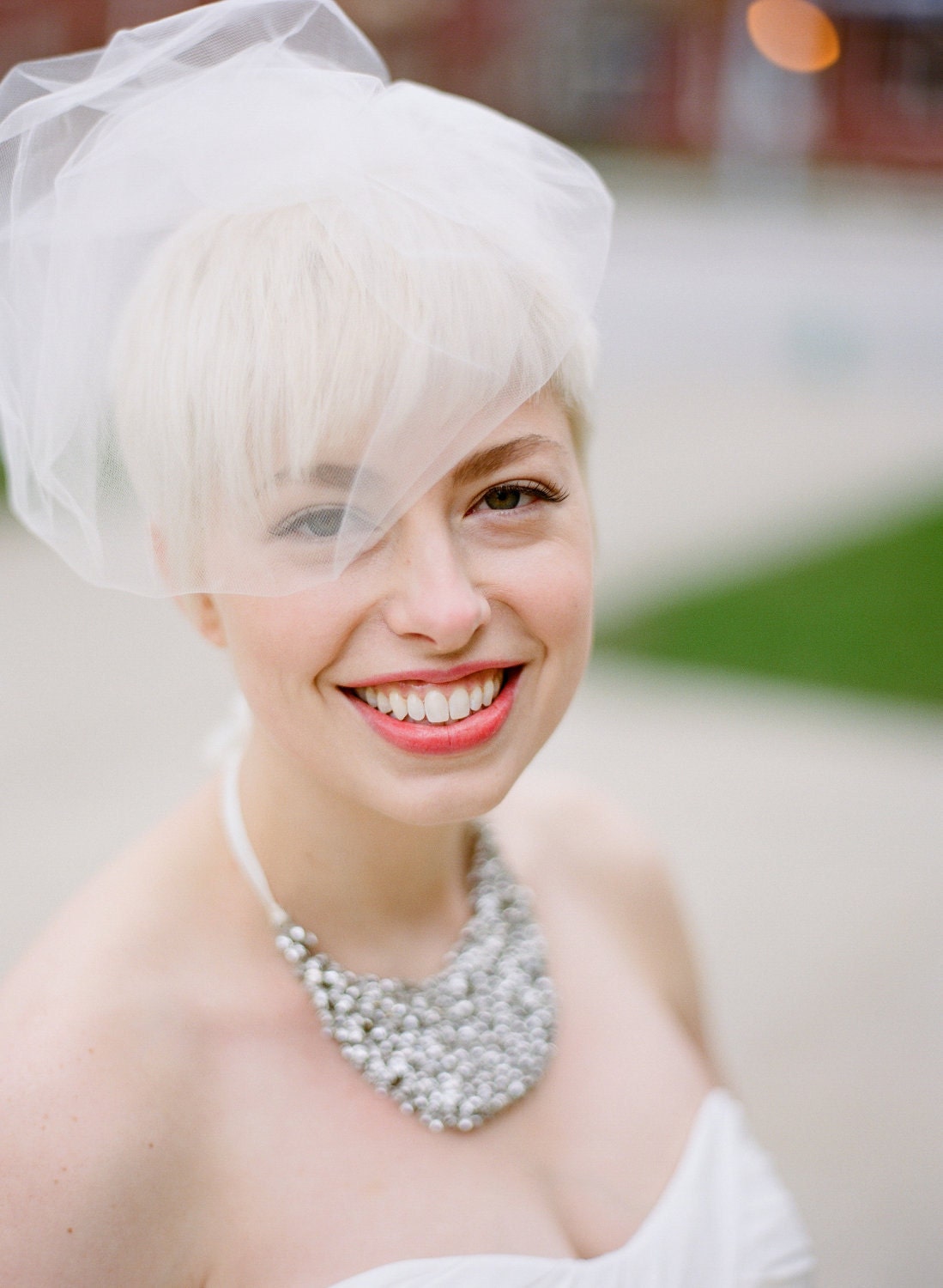 Mini Veil, Tulle, Pouf Veil, Birdcage Veil, Blusher, Bridal Veil, Double Layer Tulle Veil - EMILY