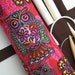 large knitting needle case - large knitting needle organizer - fun tiki owls on red and pink - 36 pockets