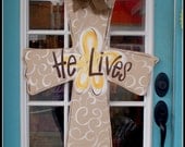 Large Wooden Cross Door Hanger Decor Art Hand Painted