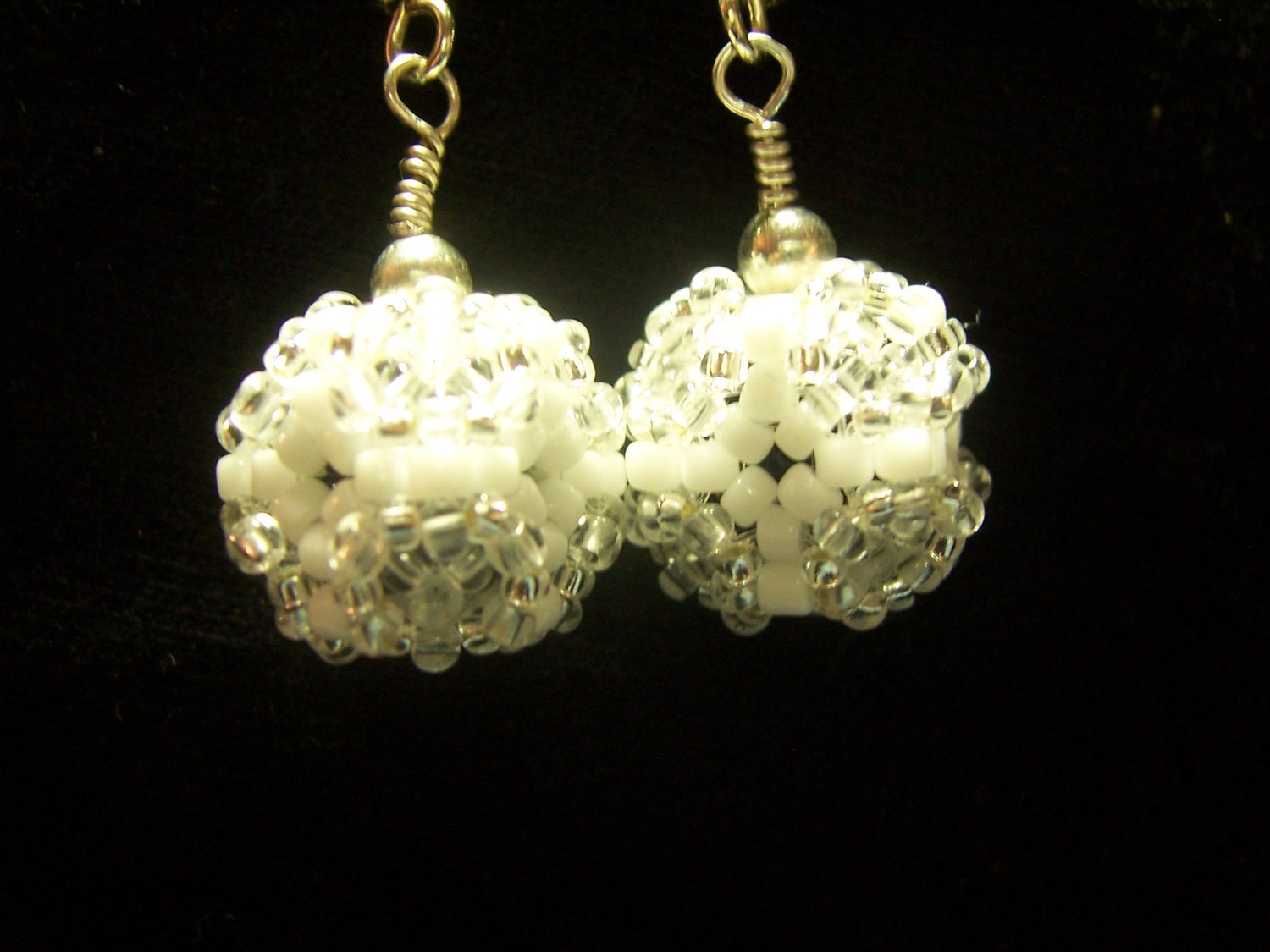Hugs & Kisses Cuboctahedron beaded bead earrings