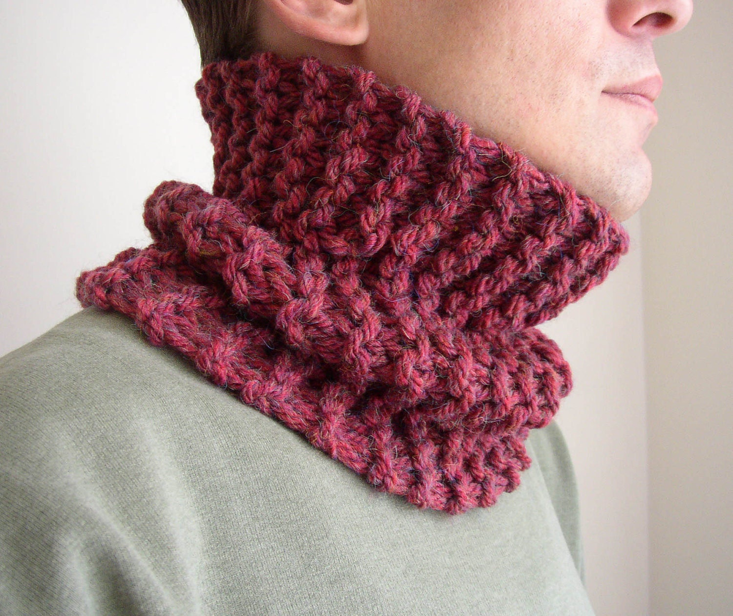 Mens Chunky Knit Alpaca Cowl