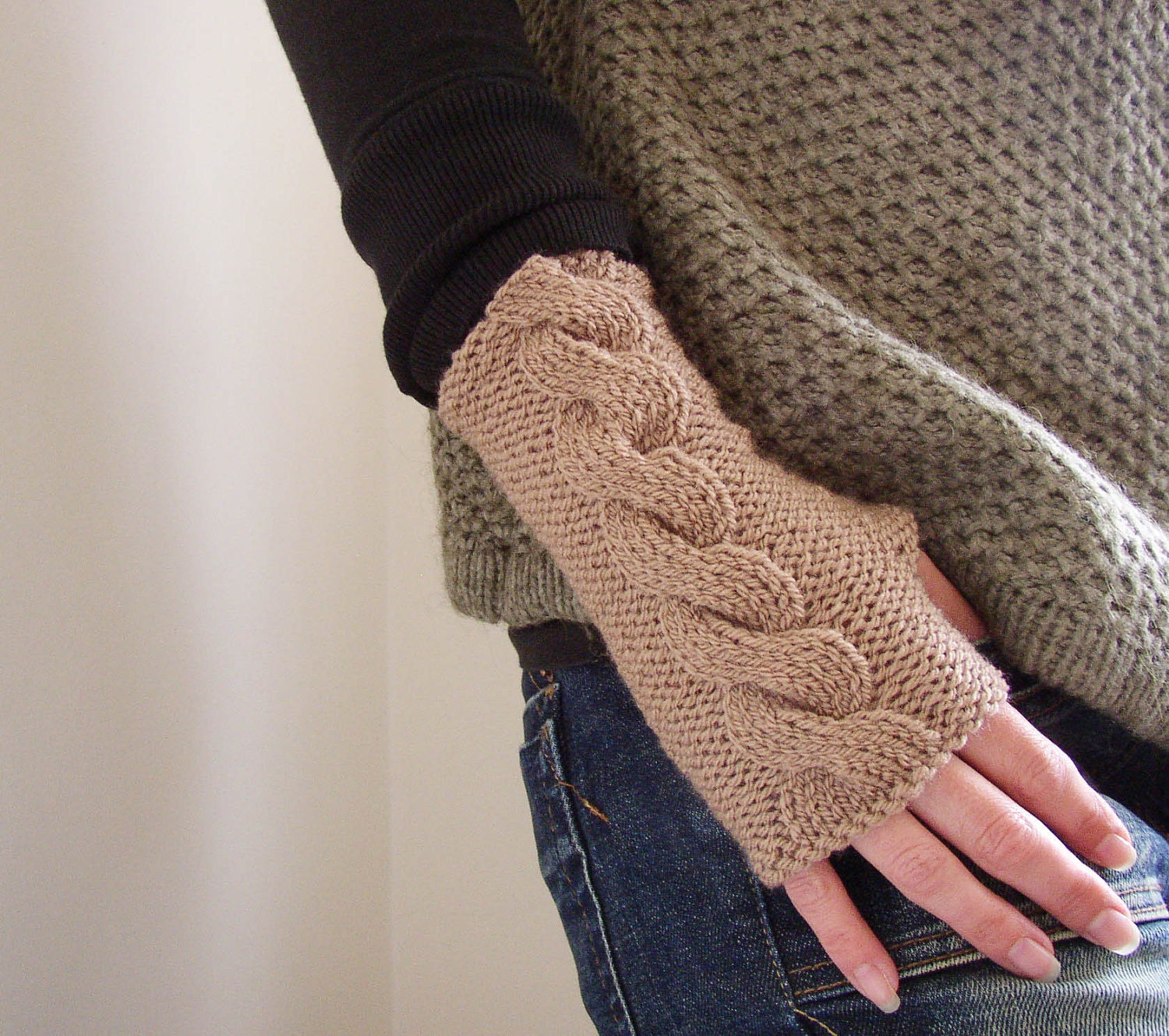 Cabled Fingerless Gloves