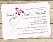 Purple Butterfly Baby Shower Invitation