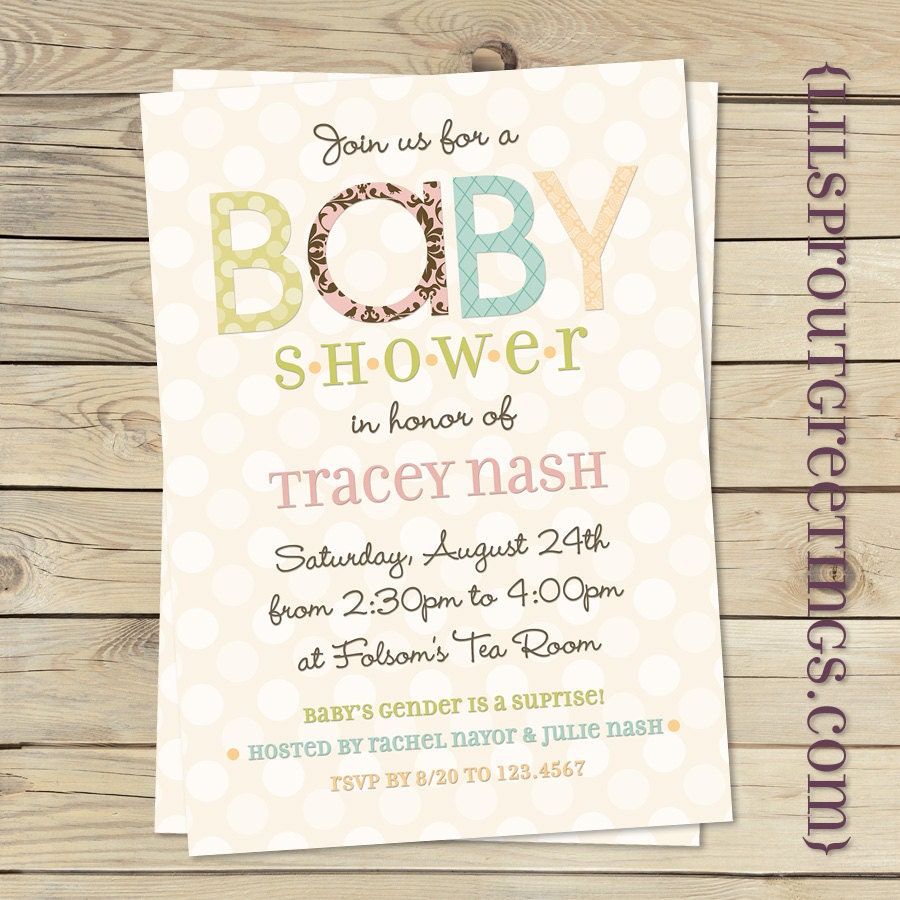 Shabby Vintage Baby Shower Invitation- Gender Neutral