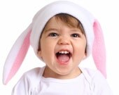 FUNNY BUNNY White Rabbit Fleece Hat Custom sizes infant toddler child